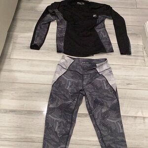 Fila Black and Gray Activewear Set